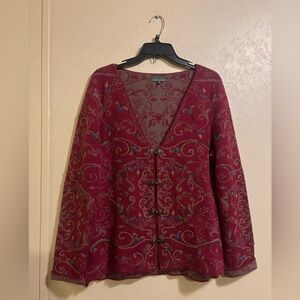 Classic Alpaca women’s Full Embroidered Alpaca Cardigan sz XL